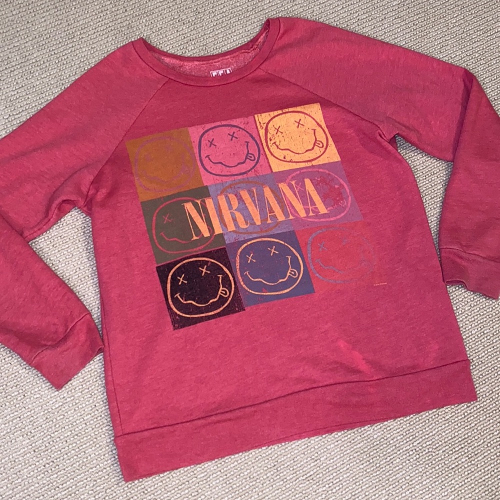 Urban Outfitters Pink Nirvana Crewneck Sweatshirt
